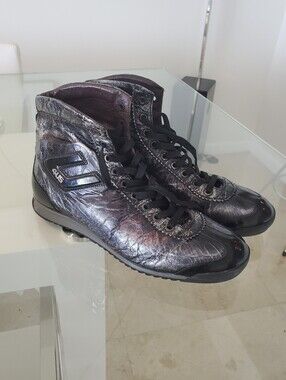 Cesare Paciotti Metallic Black High-Top Lace-Up Sneakers